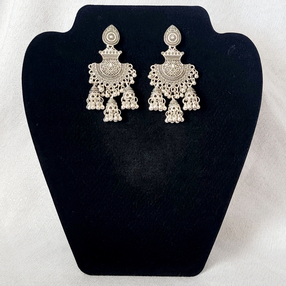 Large Tibetan Silver Statement Earrings